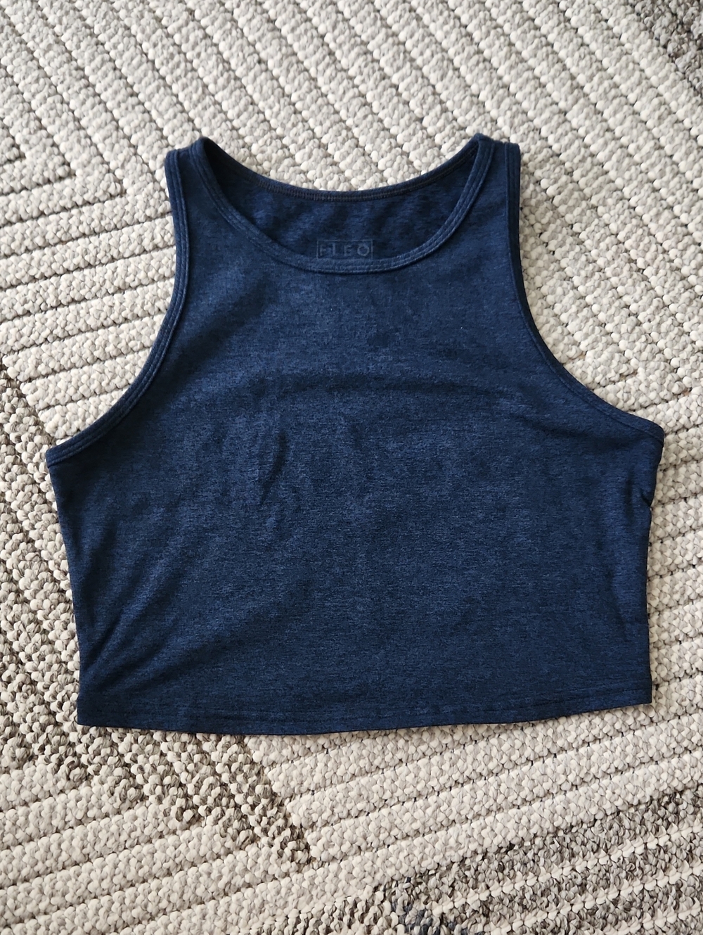 Fleo Navy Cropped Tank Top - High Neck Athletic Crop